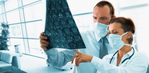 Young doctors checking an MR exposure