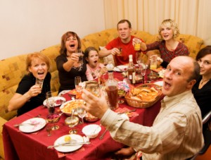 Happy family celebrating